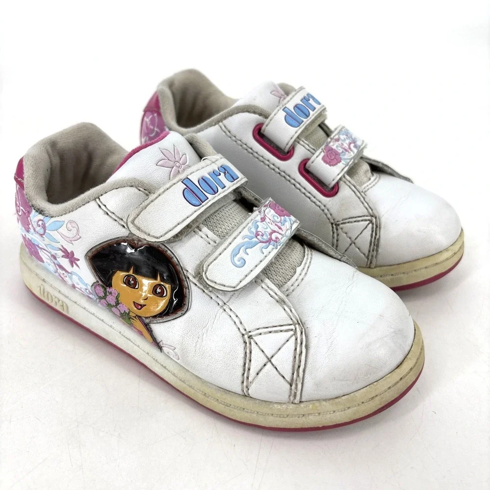 Y2K 2008 Nickelodeon Jr Dora The Explorer White Pink Tennis Shoes Size 11 Girls‎